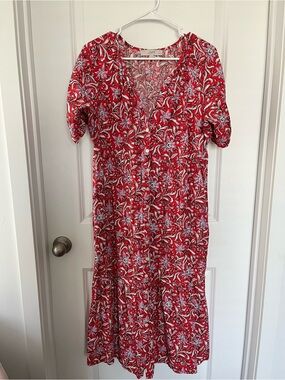 LOFT Red Floral Maxi Dress